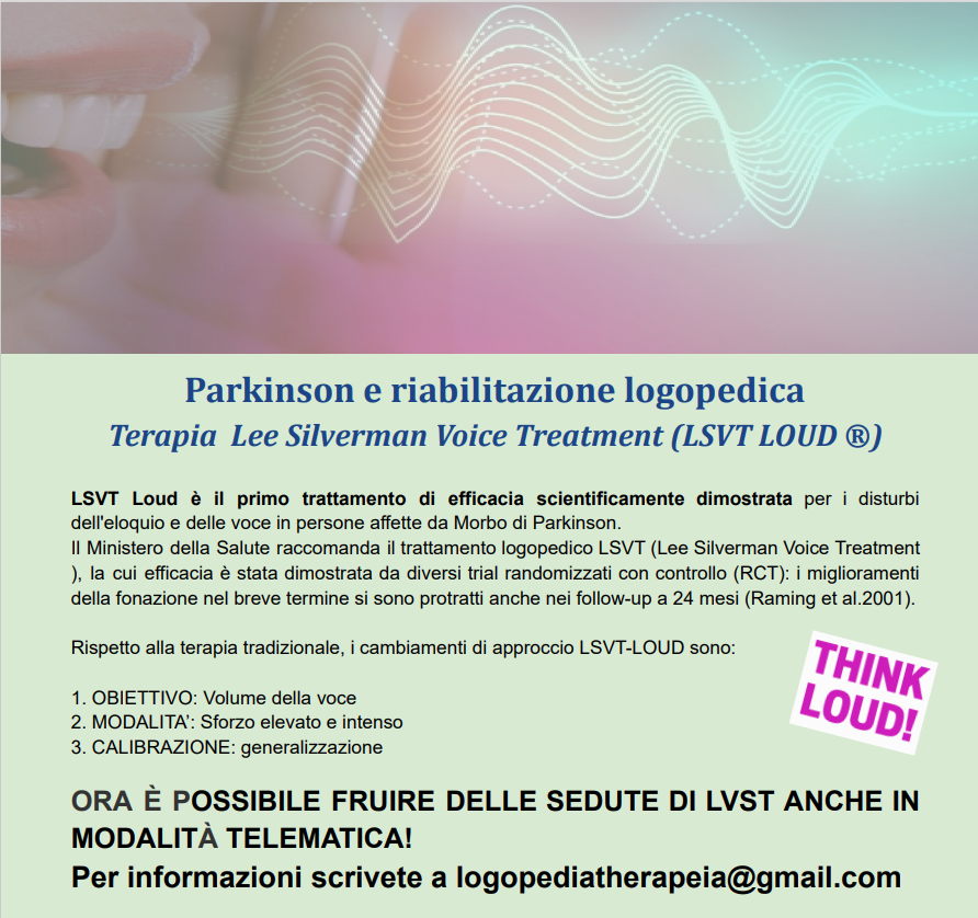 TELERIABILITAZIONE PER I PROBLEMI DI VOCE NELLA MALATTIA DI PARKINSON